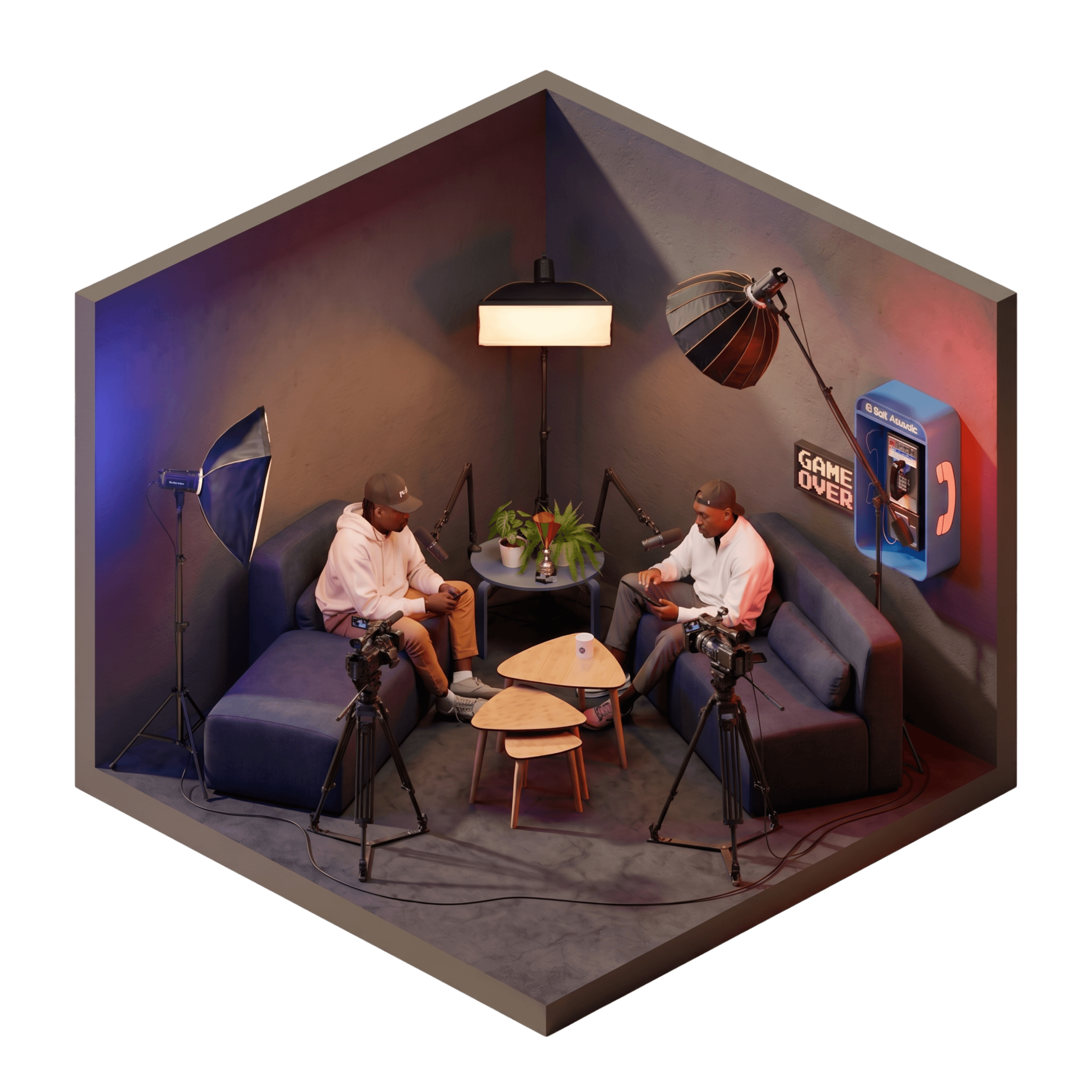 Studio agencé pour podcast